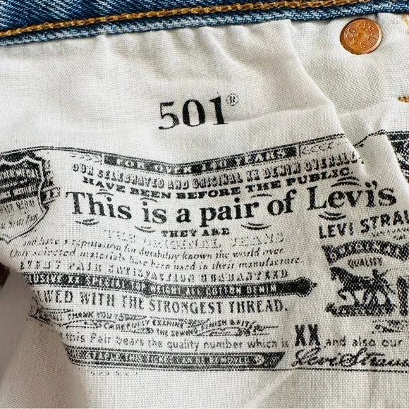 Levi’s 501 light wash Cutoff Jean Shorts denim 100% cotton Distressed - Picture 8 of 9